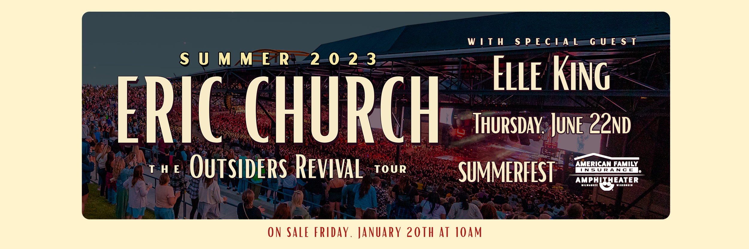 Eric Church headlines Summerfest on June 22 with special guest Elle King