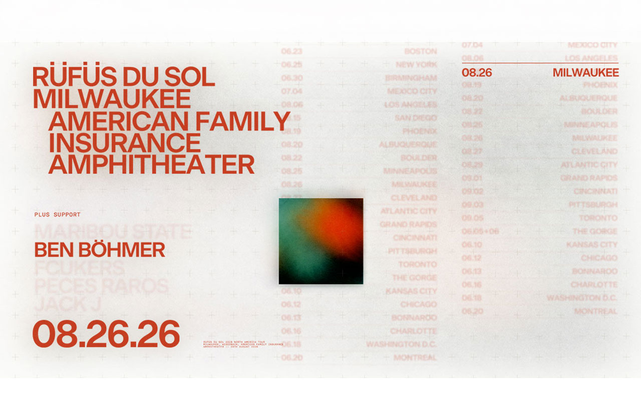 Rufus Du Sol headline August 26 at the American Family Insurance Amphitheater