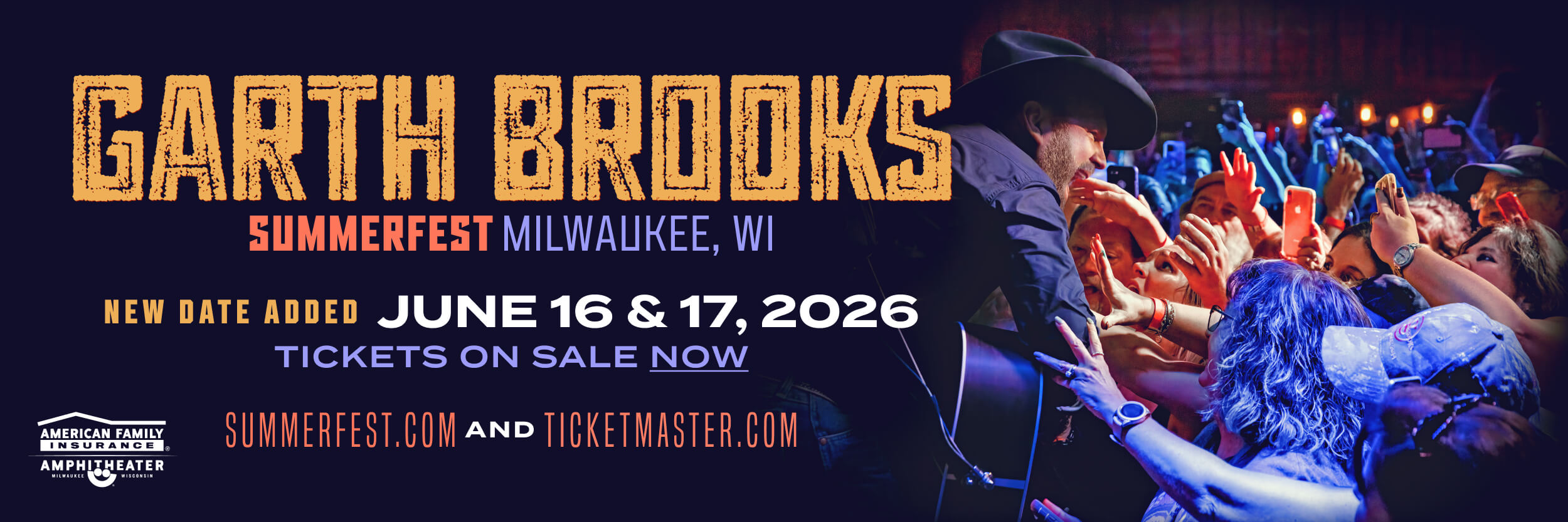 Garth Brooks - the best-selling solo artist in U.S. history - will kick off Summerfest on June 16 and June 17, 2026,