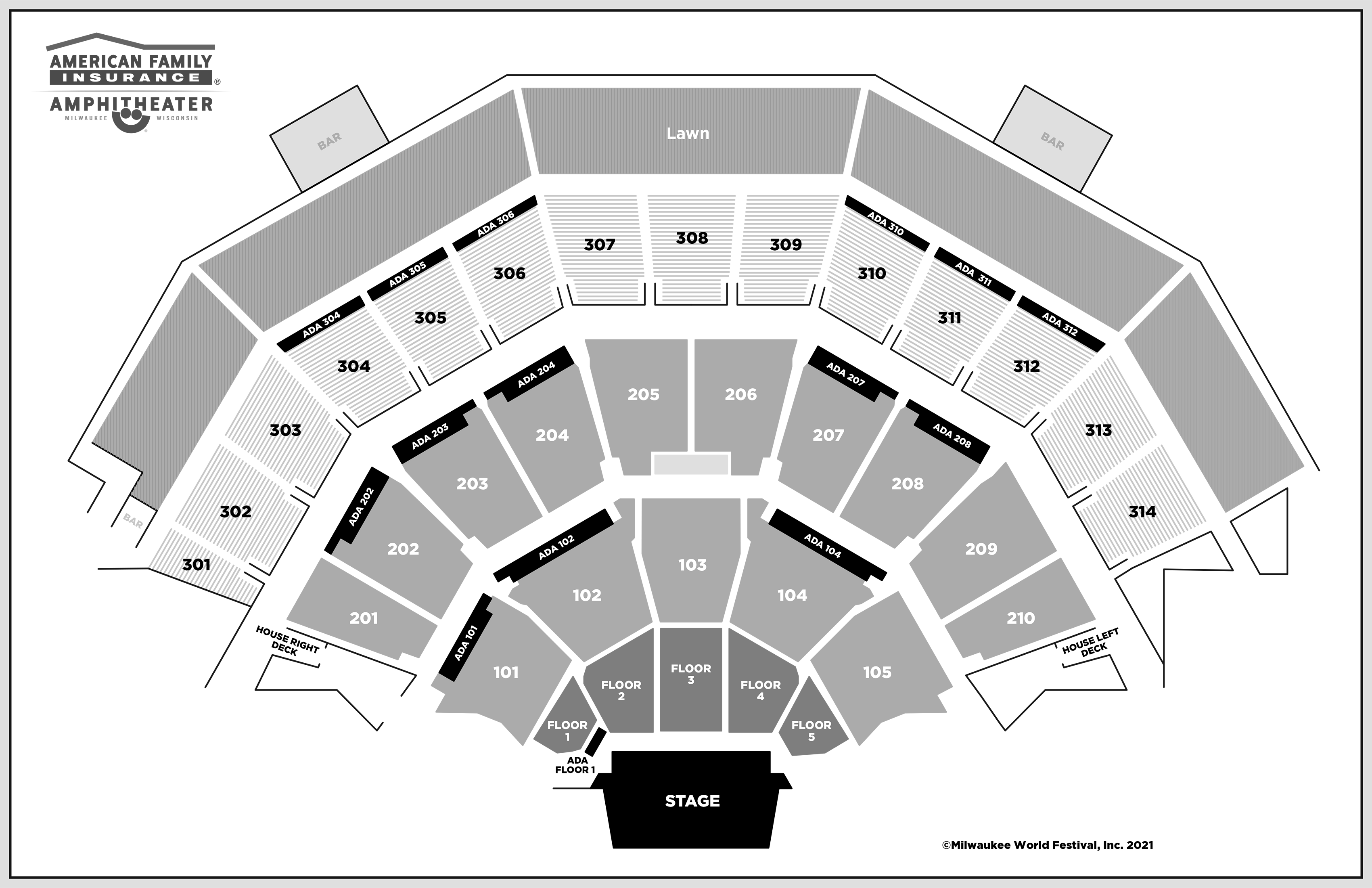 Seating Map American Family Insurance Amphitheater